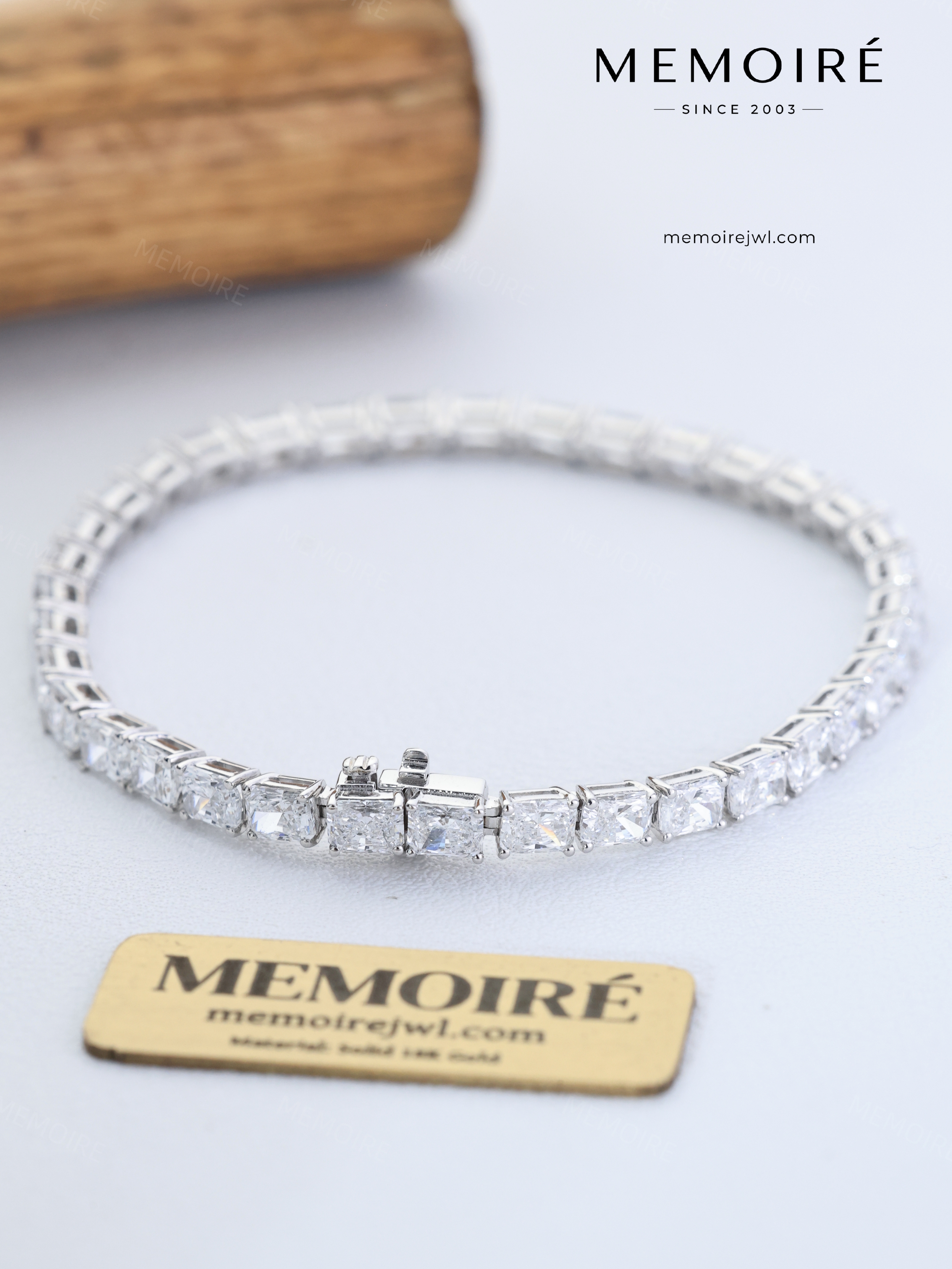 MEMOIRÉ 14K Cushion Cut Stone Tennis Bracelet