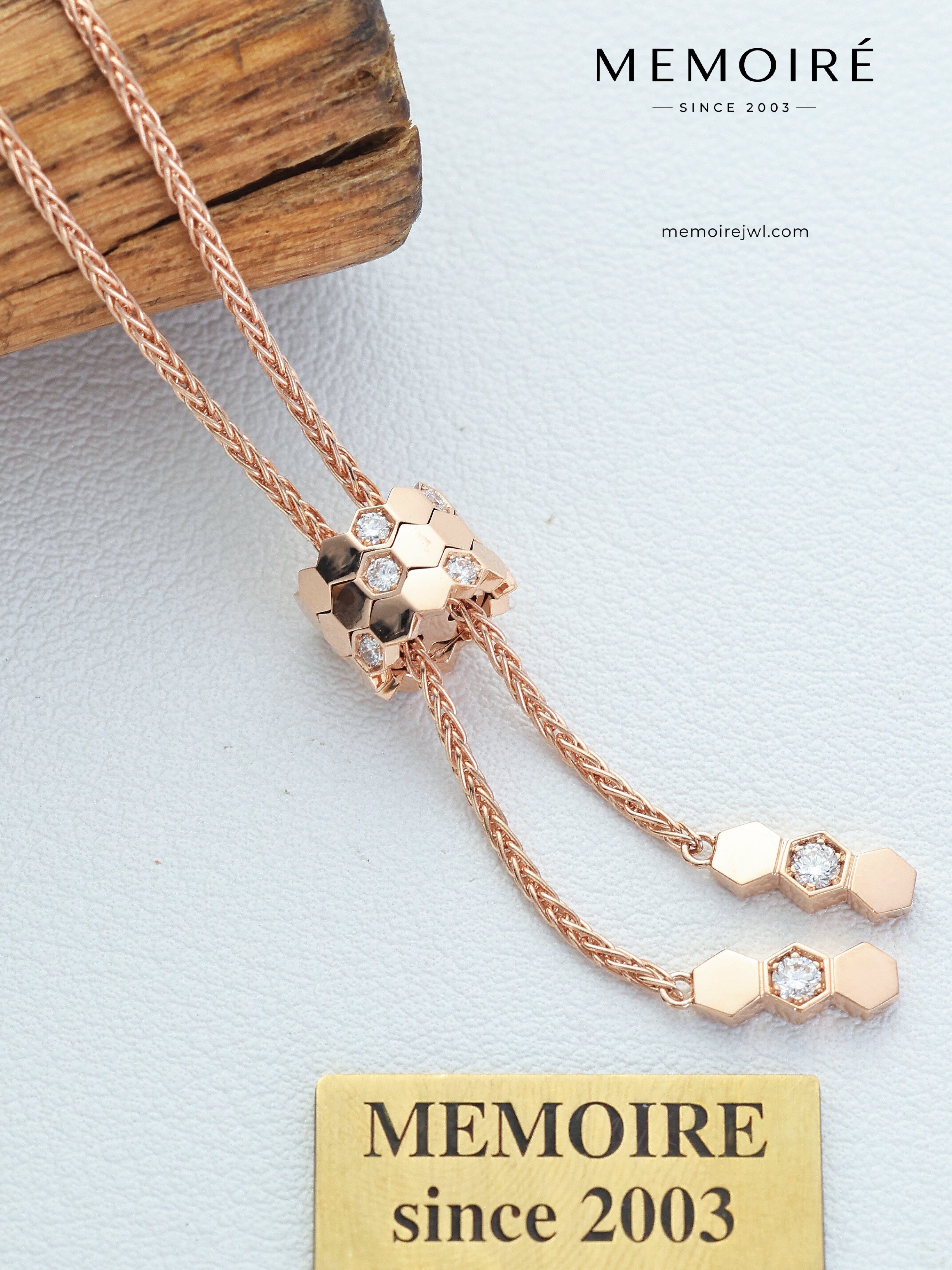 MEMOIRÉ 18K Rose Gold Diamond Honeycomb Necklace