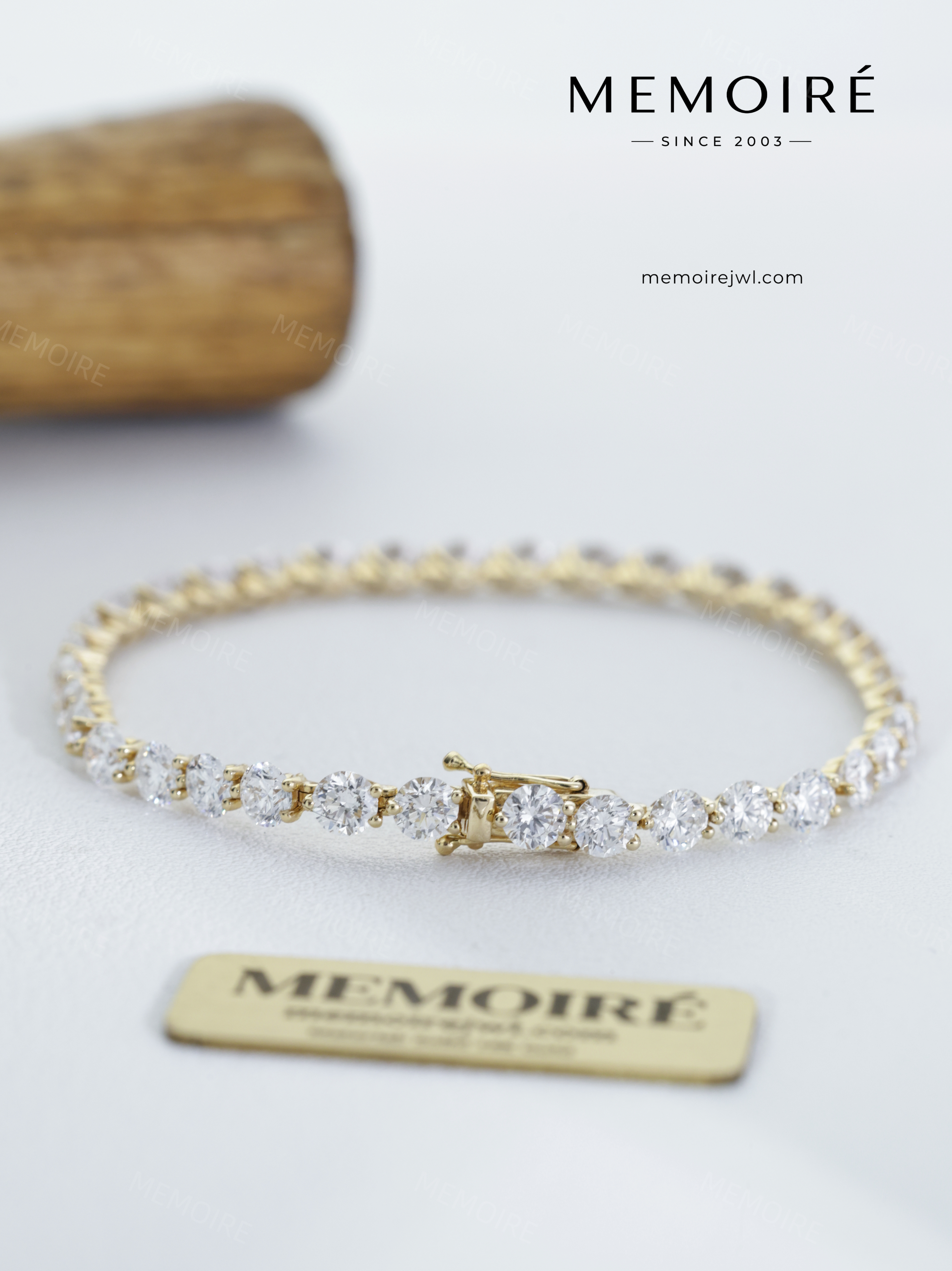 MEMOIRÉ 14K Yellow Gold Round Brilliant Stone Tennis Bracelet