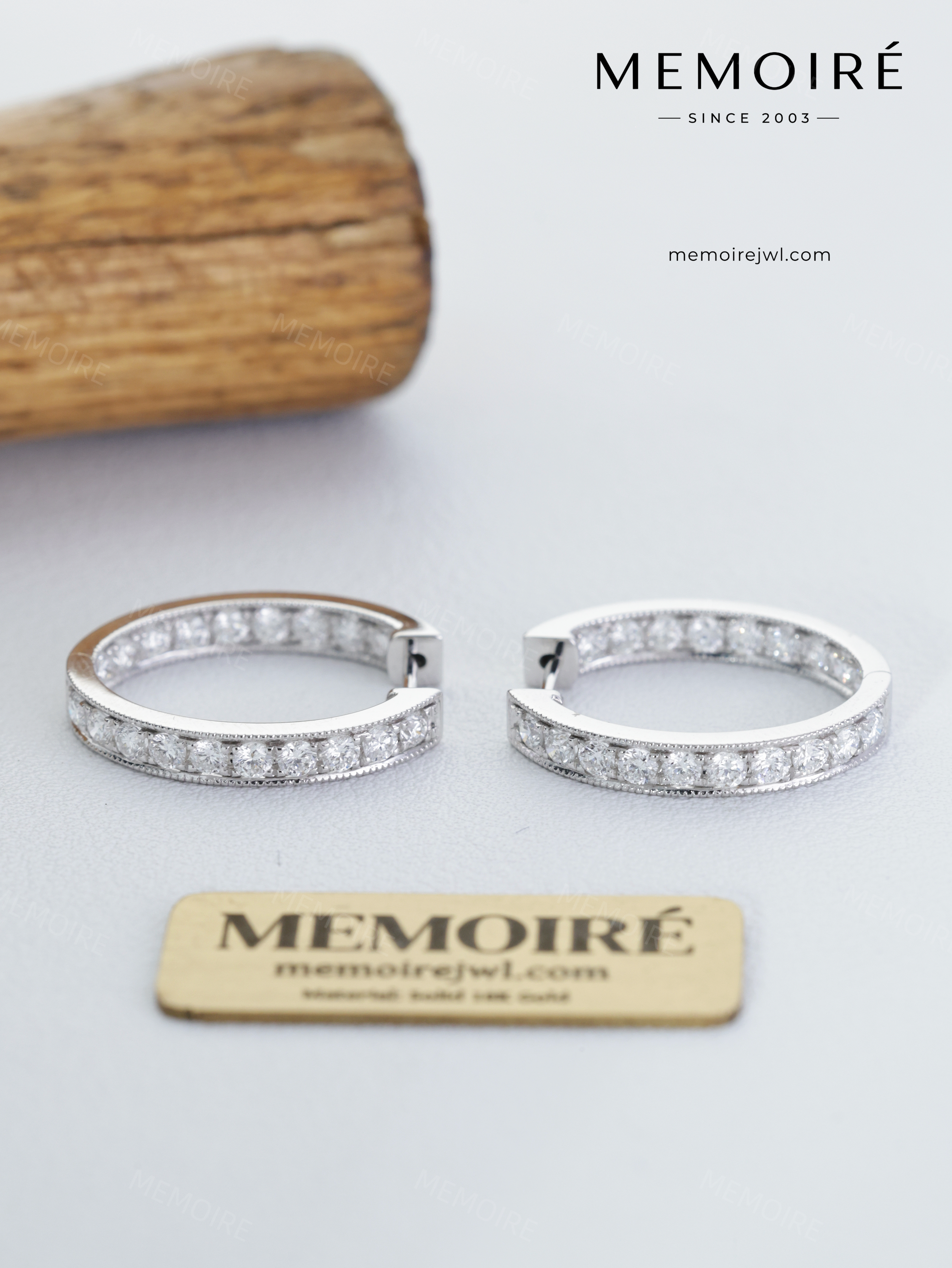MEMOIRÉ 14K White Gold Lab-Grown Diamond Row Earrings