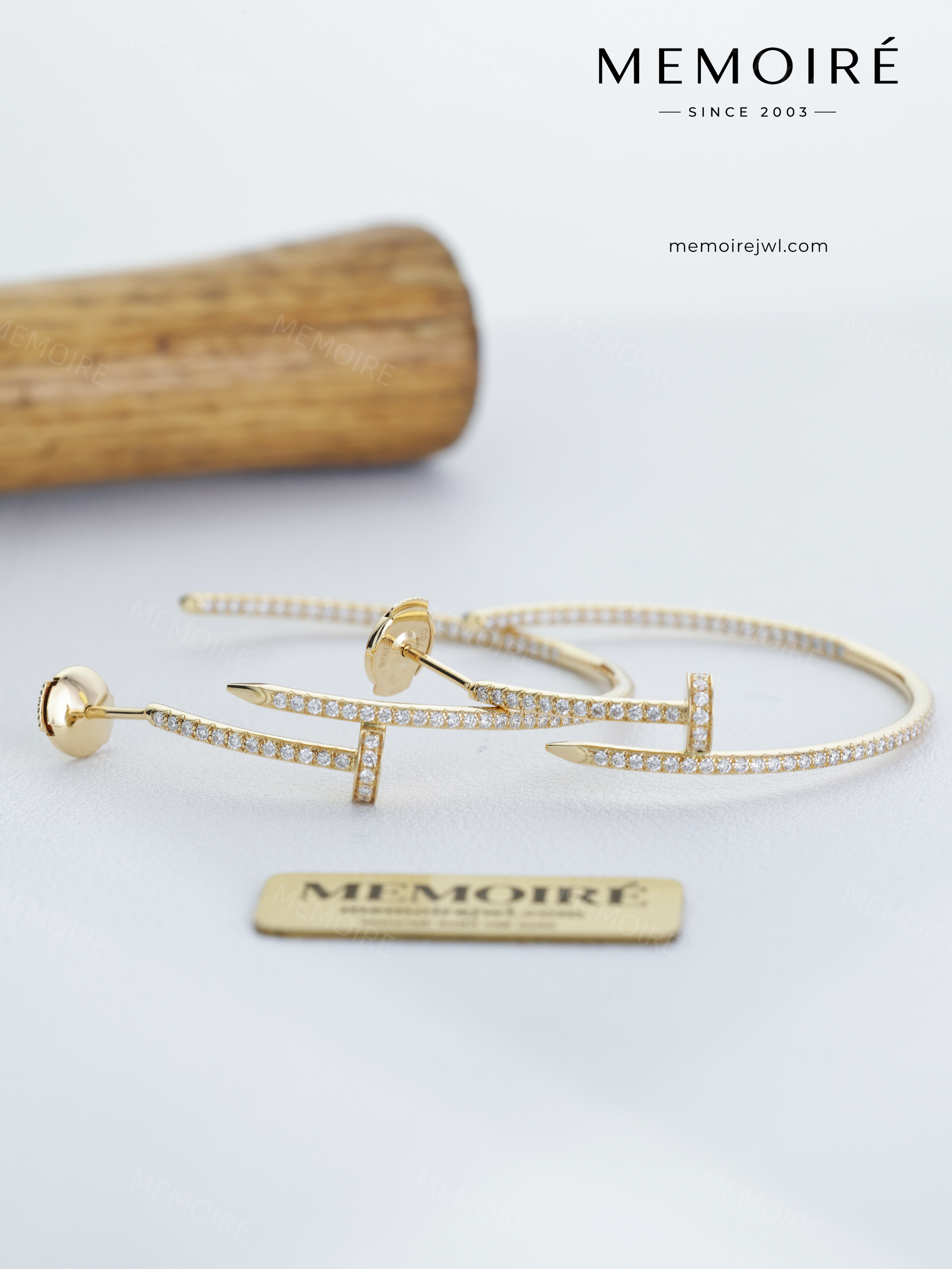 MEMOIRÉ 18K Yellow Gold Large Full Pavé Nail Stud Earrings