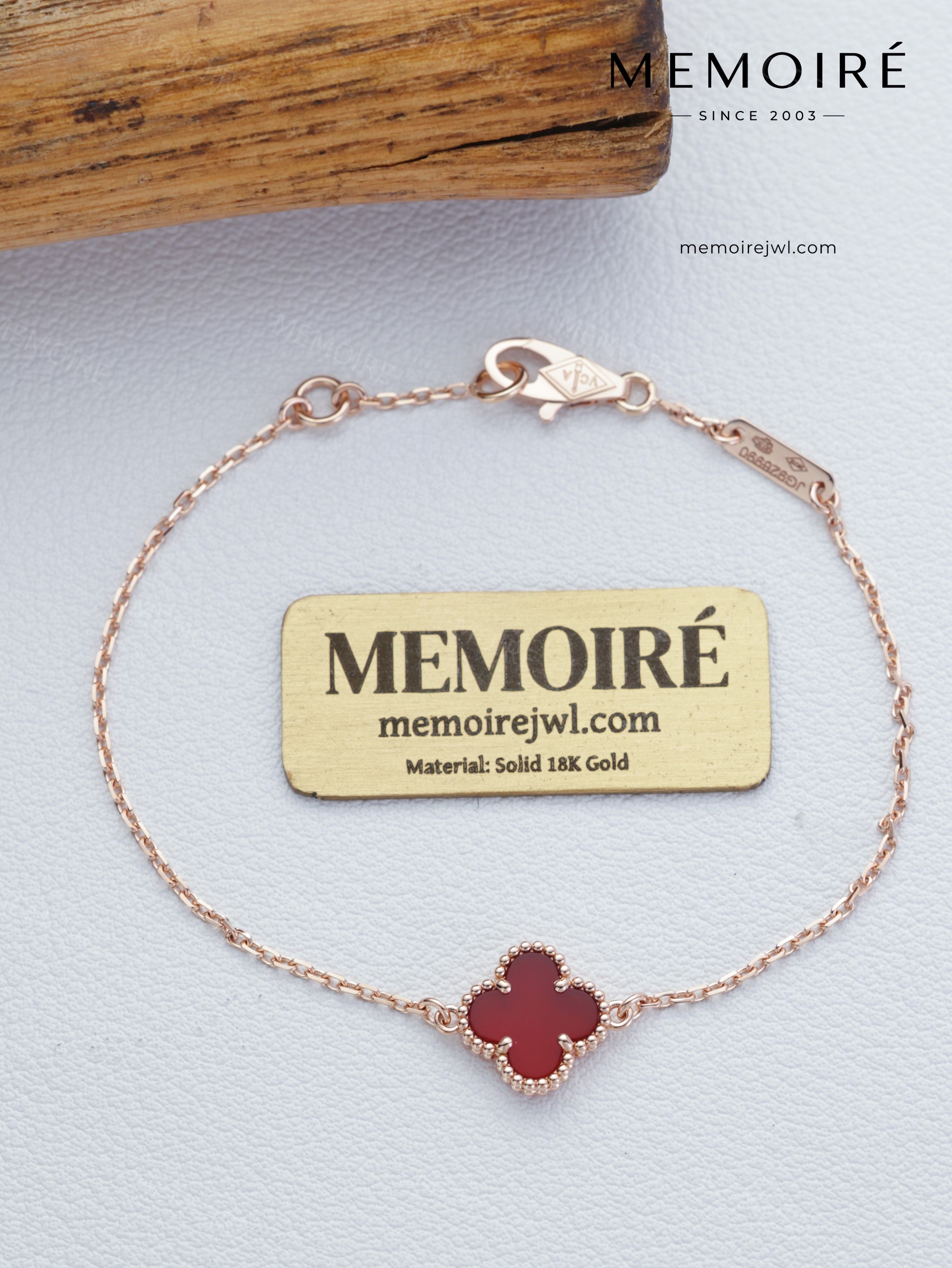 MEMOIRÉ 18K Rose Gold Mini Carnelian Single Flower Bracelet