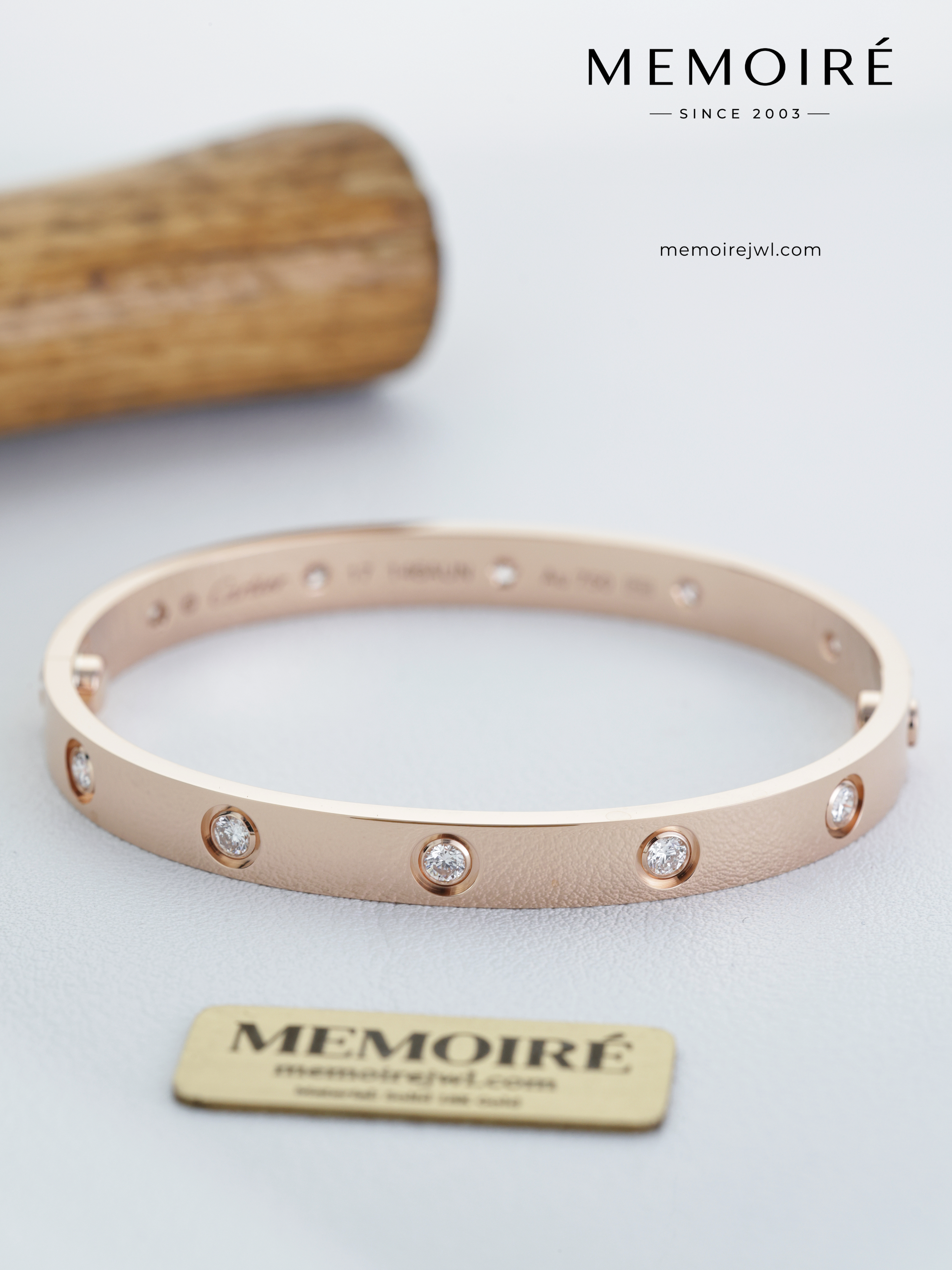 MEMOIRÉ 18K Rose Gold Wide Ten Stone Bangle