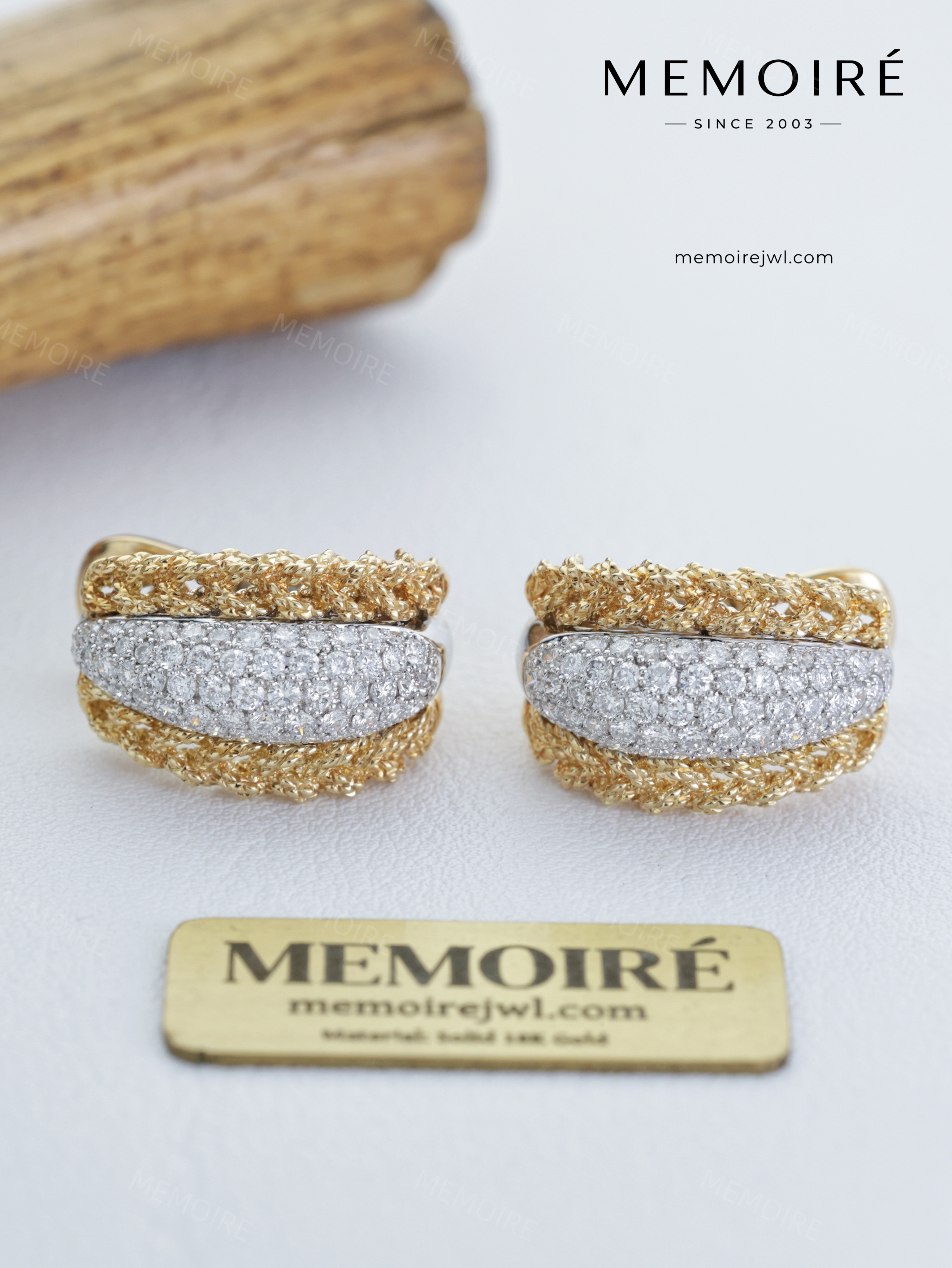 MEMOIRÉ 14K Yellow Gold Wave Stud Earrings