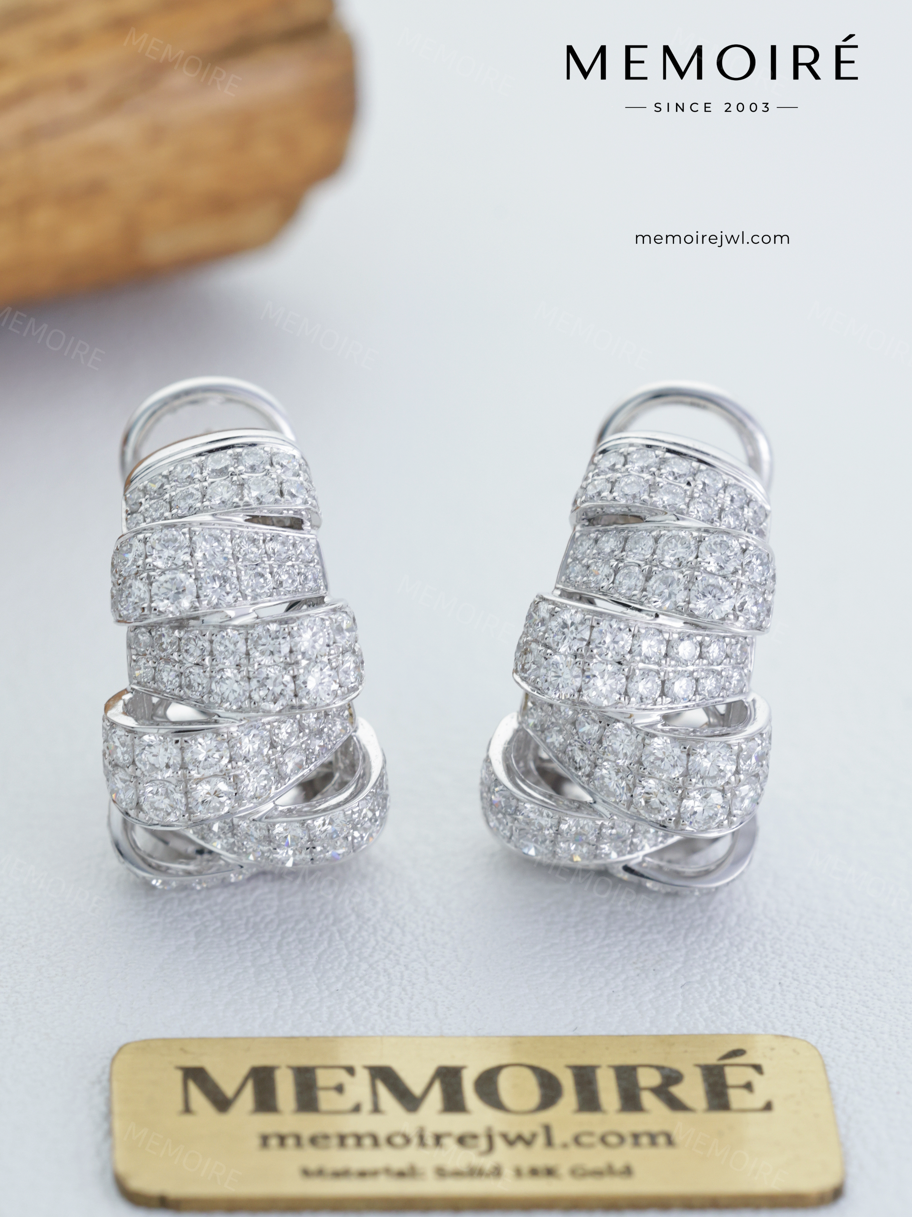MEMOIRÉ 14K White Gold Custom Full Pavé Diamond Stud Earrings