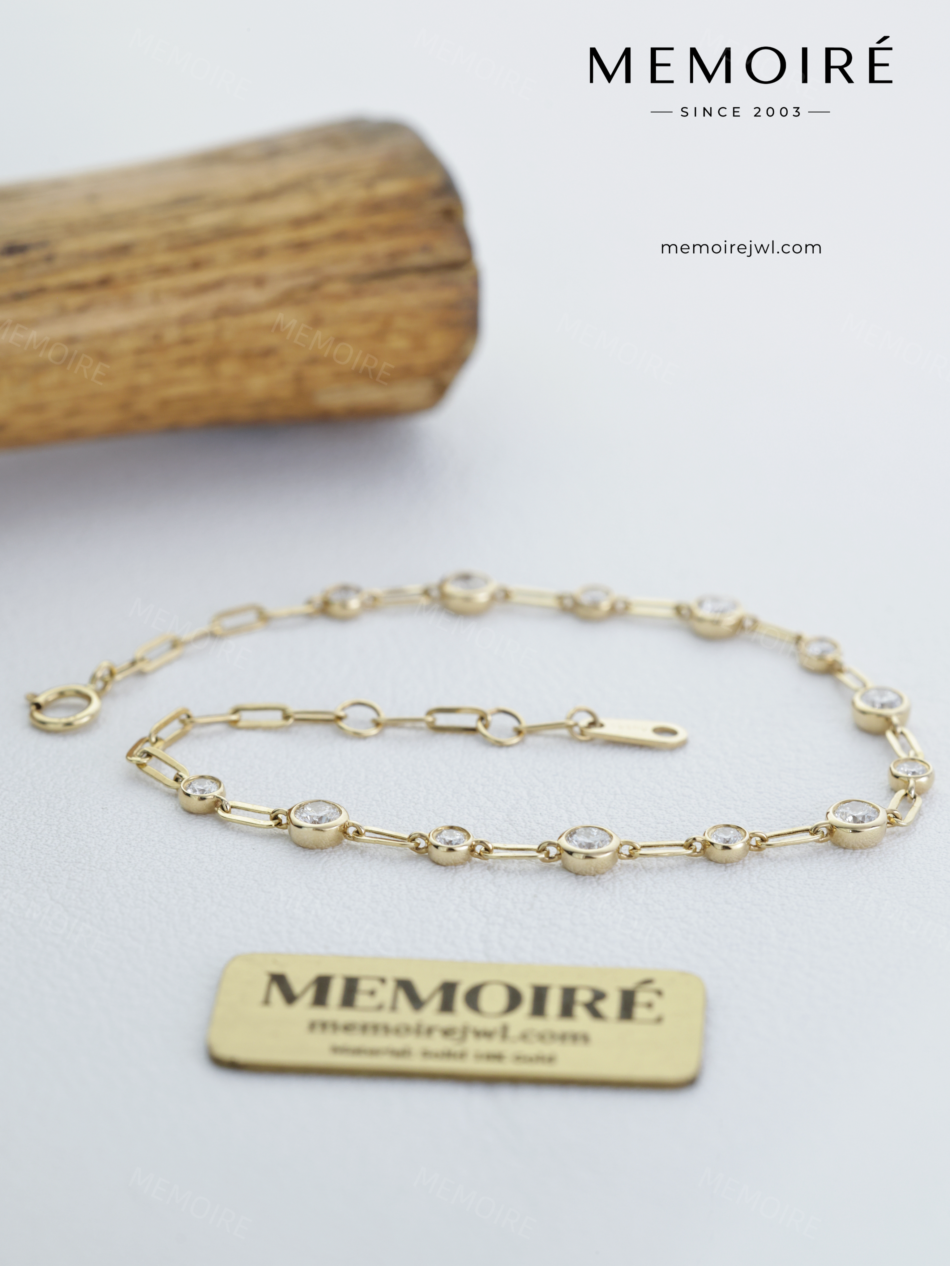 MEMOIRÉ 14K Yellow Gold Bezel Bubble Stone Tennis Bracelet
