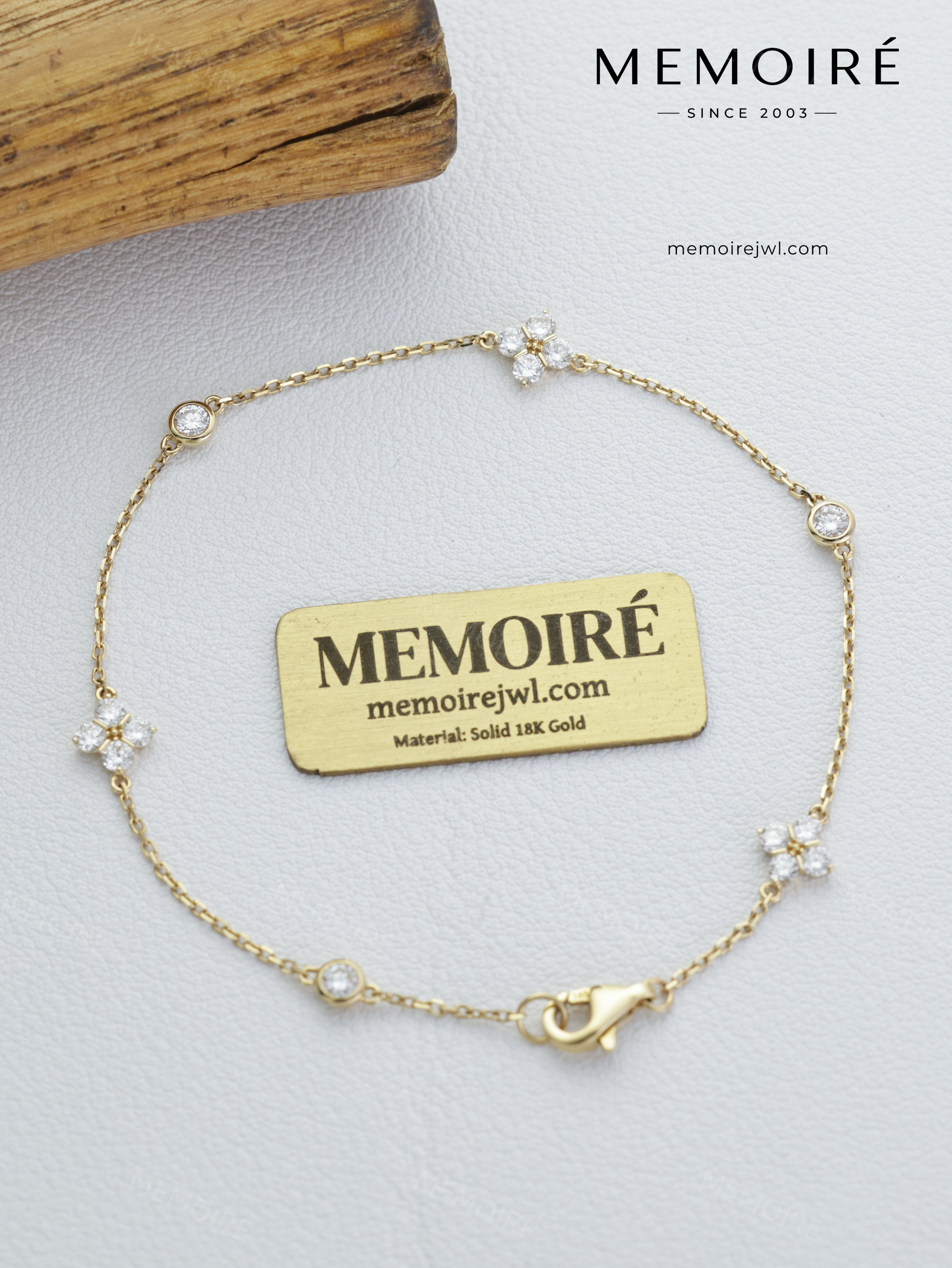 MEMOIRÉ 14K Yellow Gold Four Leaf Clover Bracelet