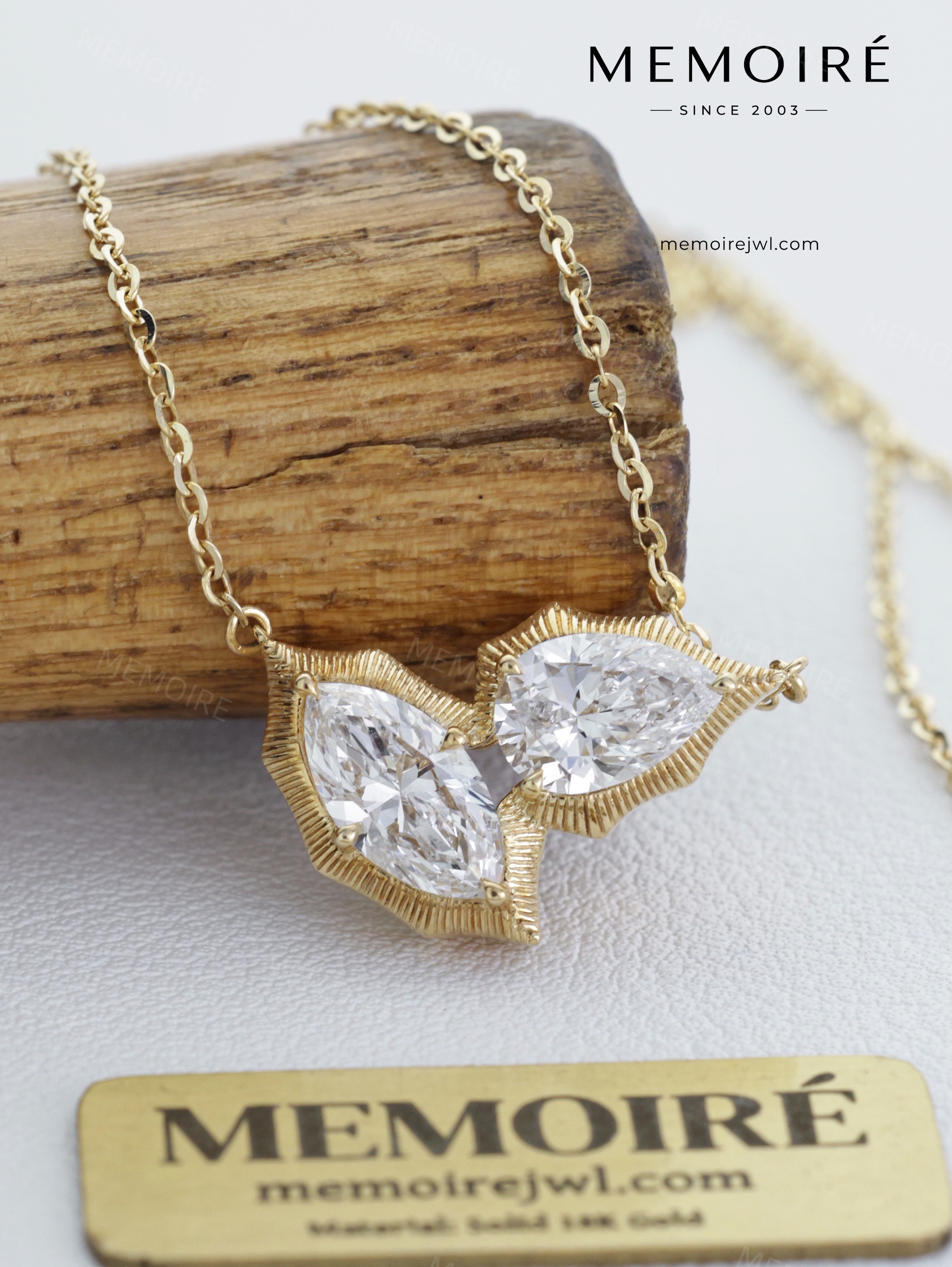 MEMOIRÉ 14K Yellow Gold Teardrop Two Stone Necklace