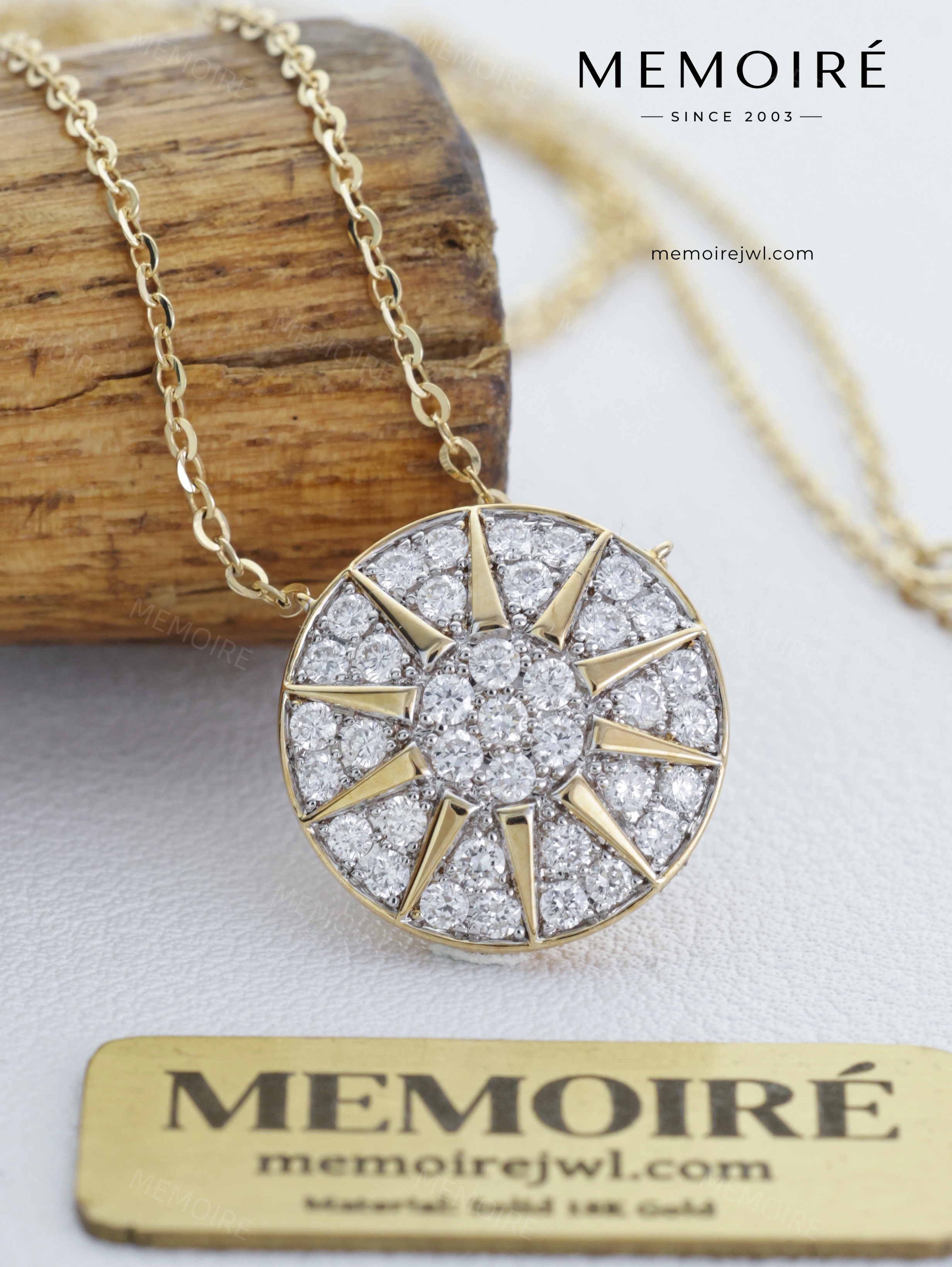 MEMOIRÉ 14K Yellow Gold Full Pavé Six Pointed Star Necklace