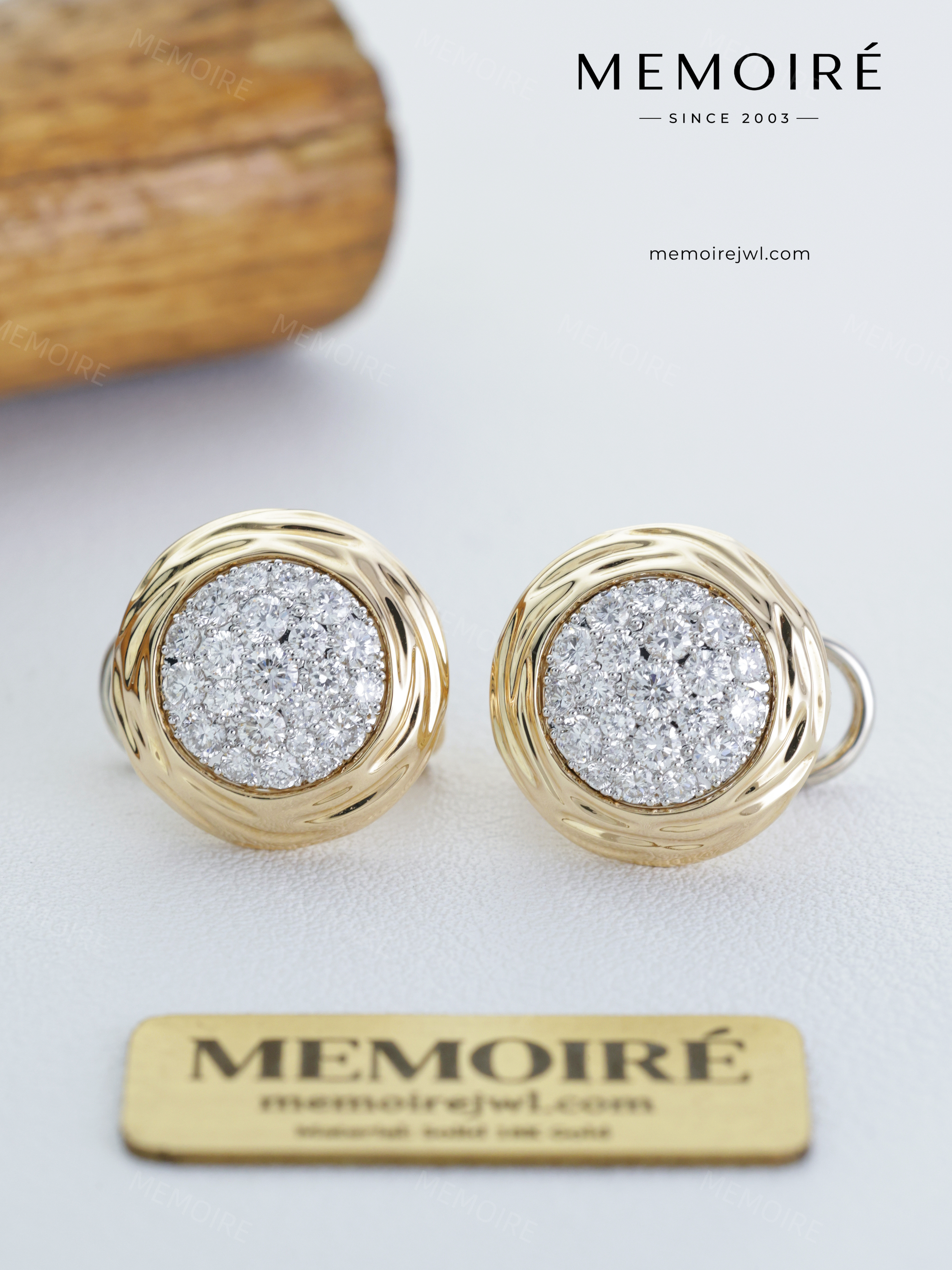 MEMOIRÉ 14K Yellow Gold Full Pavé Diamond Stud Earrings
