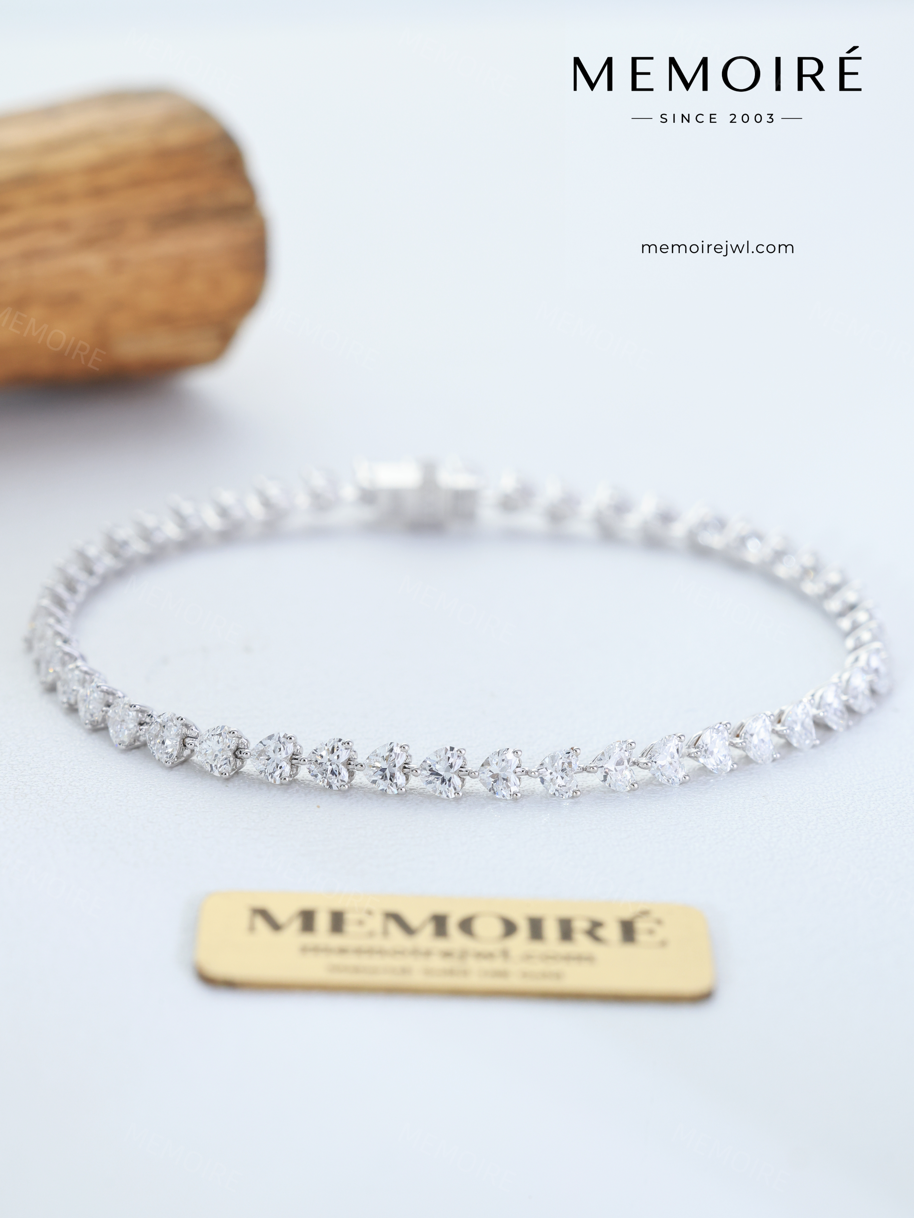 MEMOIRÉ 14K White Gold Heart Stone Tennis Bracelet