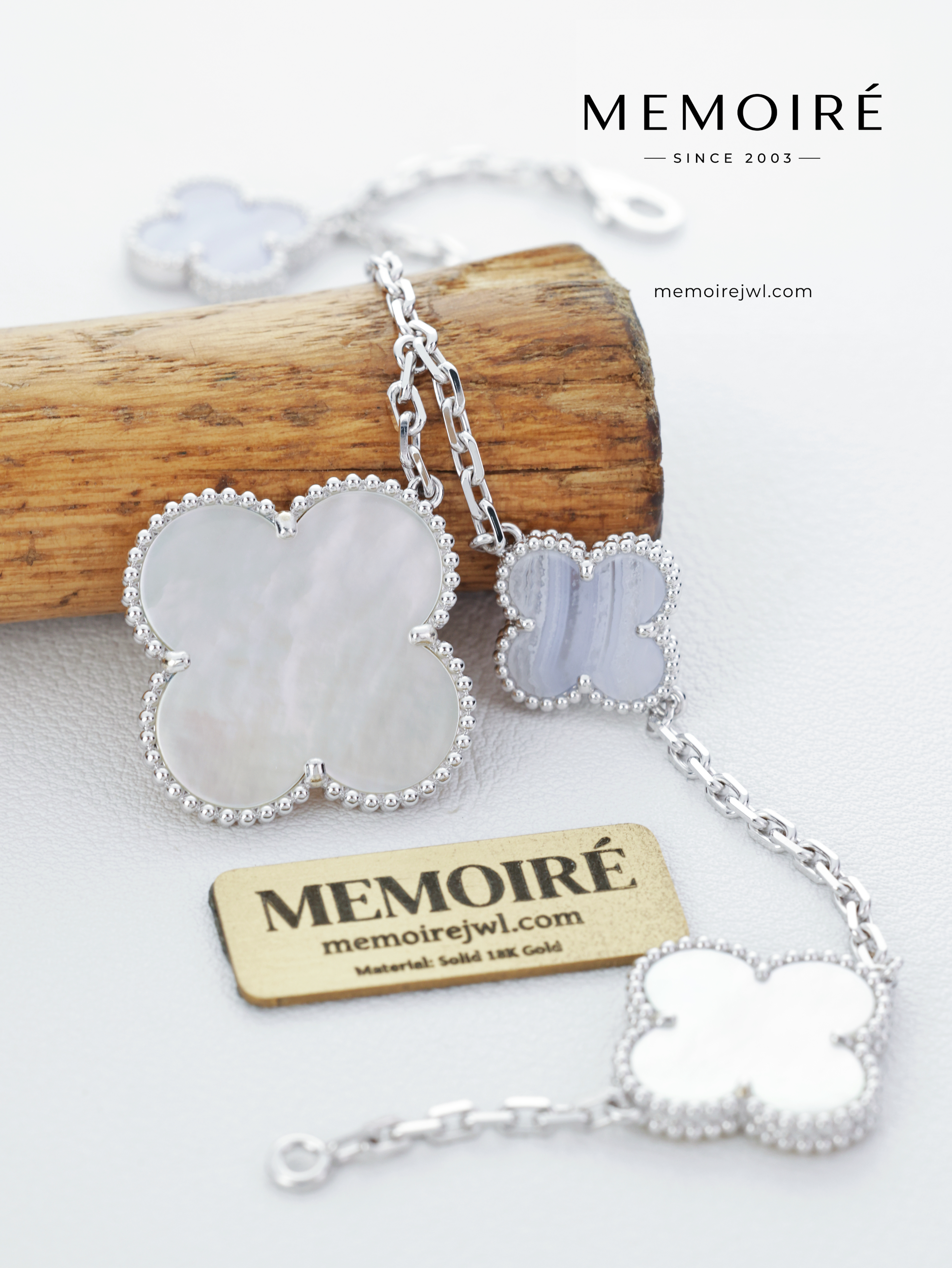 MEMOIRÉ 18K White Gold Irregular Six Flower Bracelet