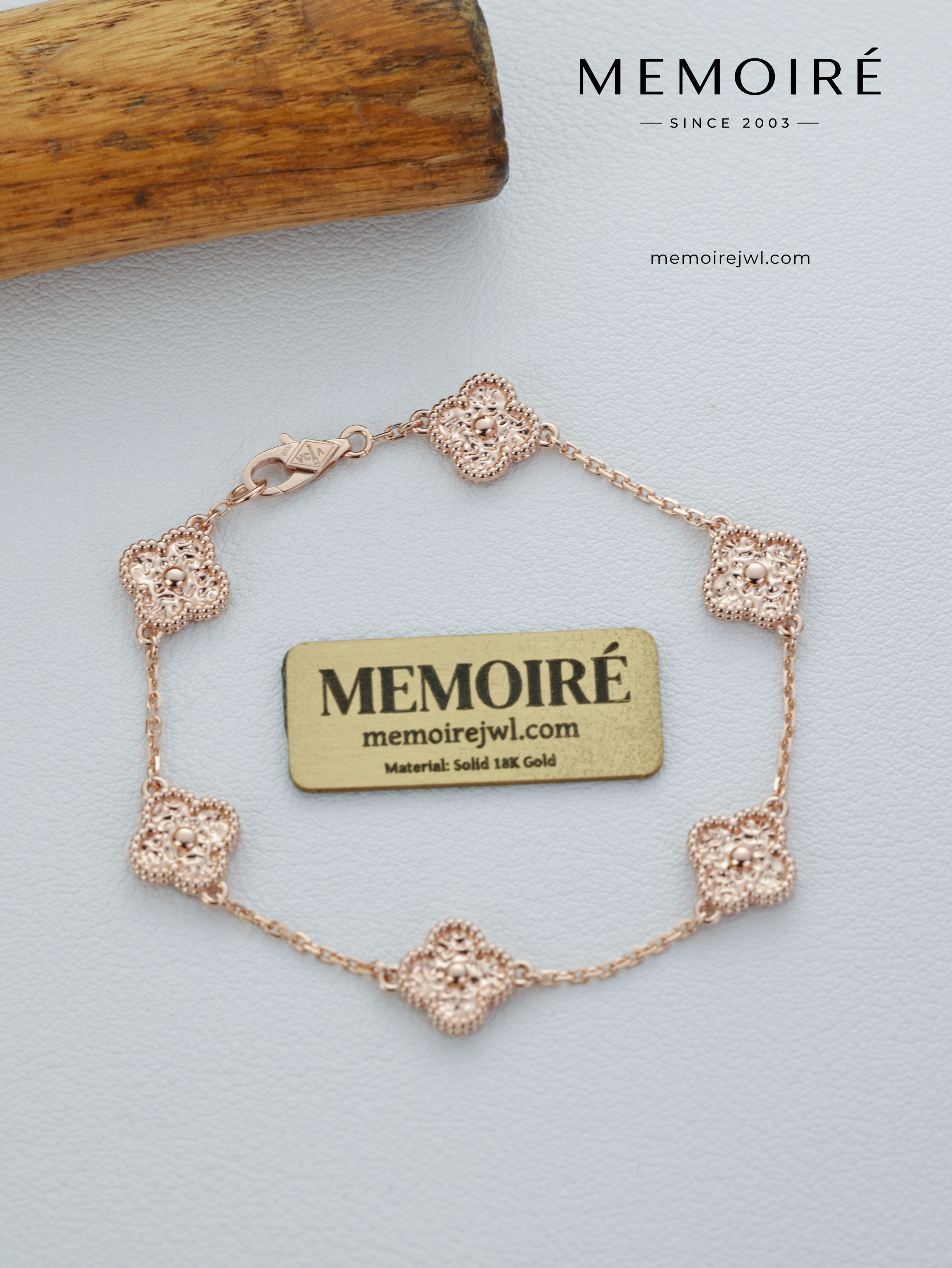 MEMOIRÉ 18K Rose Gold Mini Hot-Stamped Six Flower Bracelet