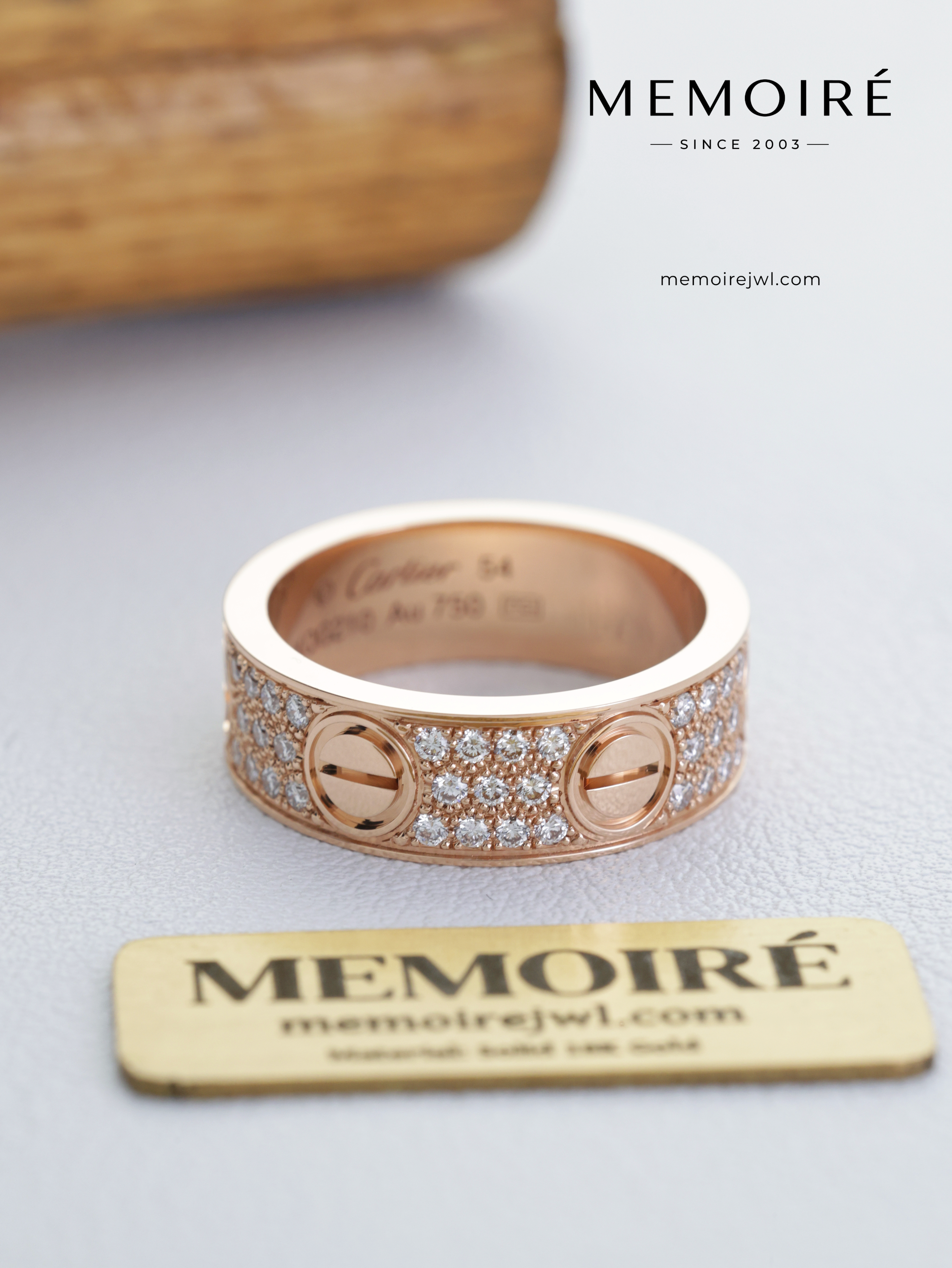 MEMOIRÉ 18K Rose Gold Wide Band Starry Sky Pavé Ring