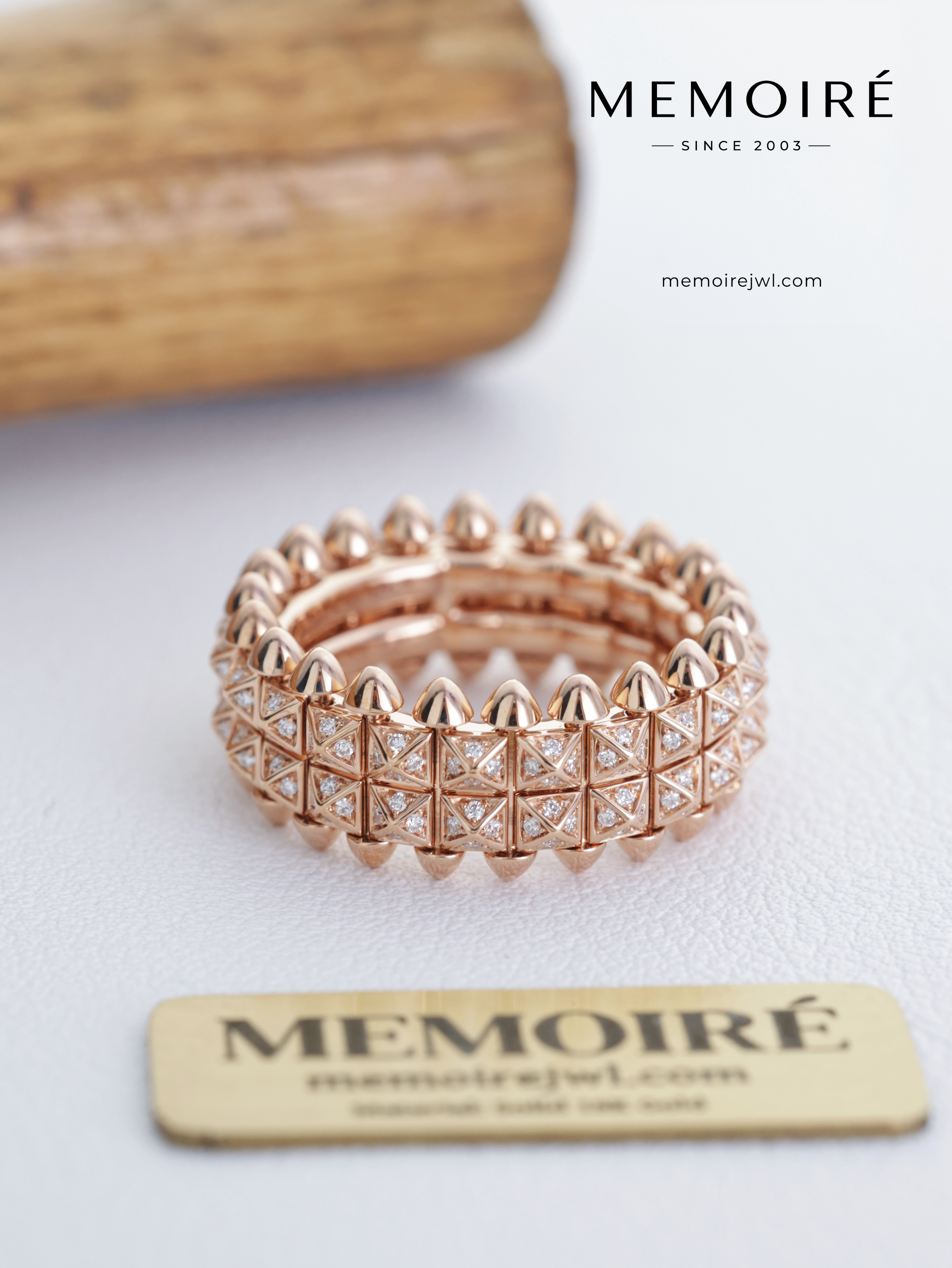 MEMOIRÉ 18K Rose Gold Wide Stud Ring