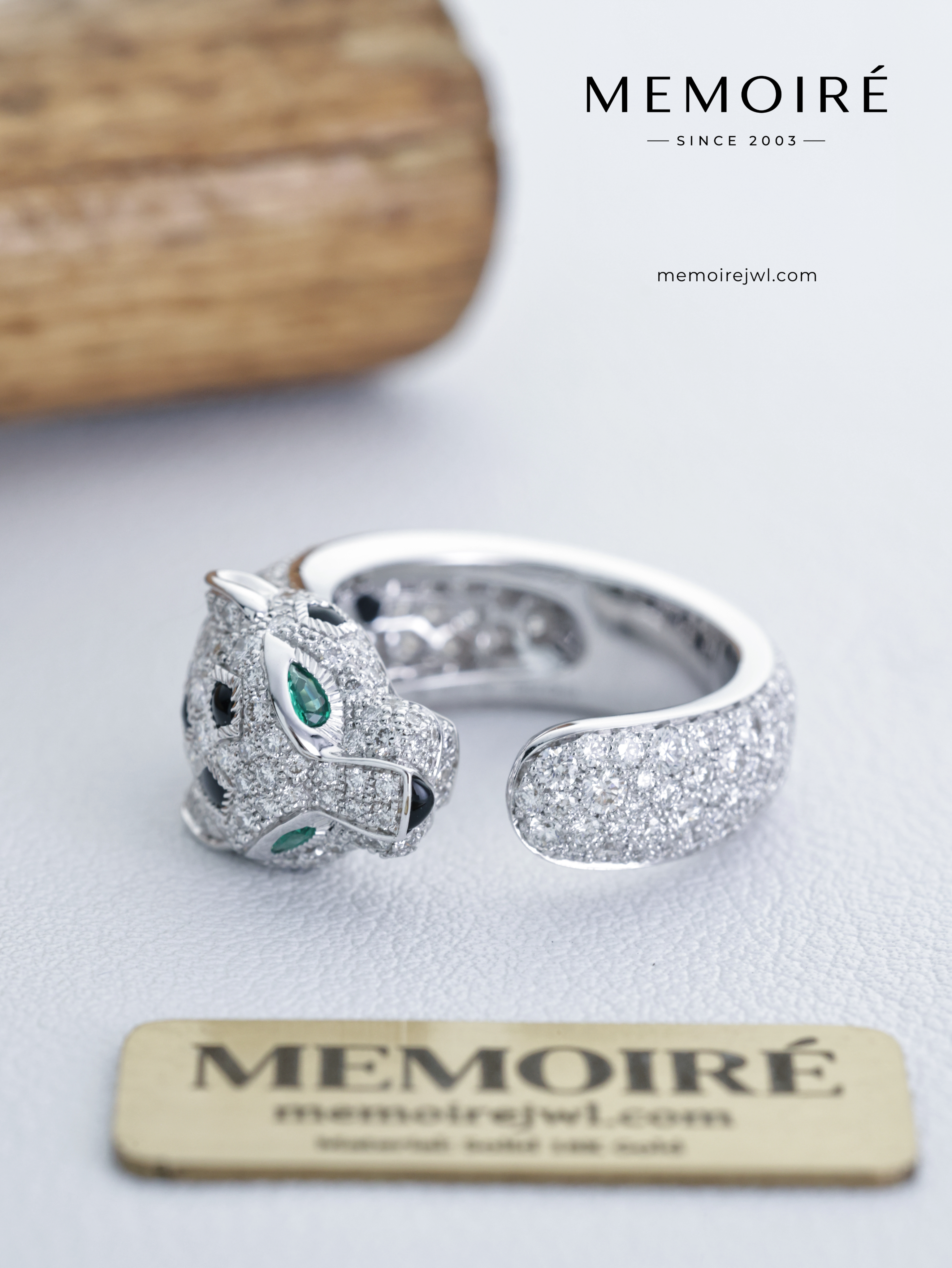 MEMOIRÉ 18K White Gold Full Pavé Panther Ring