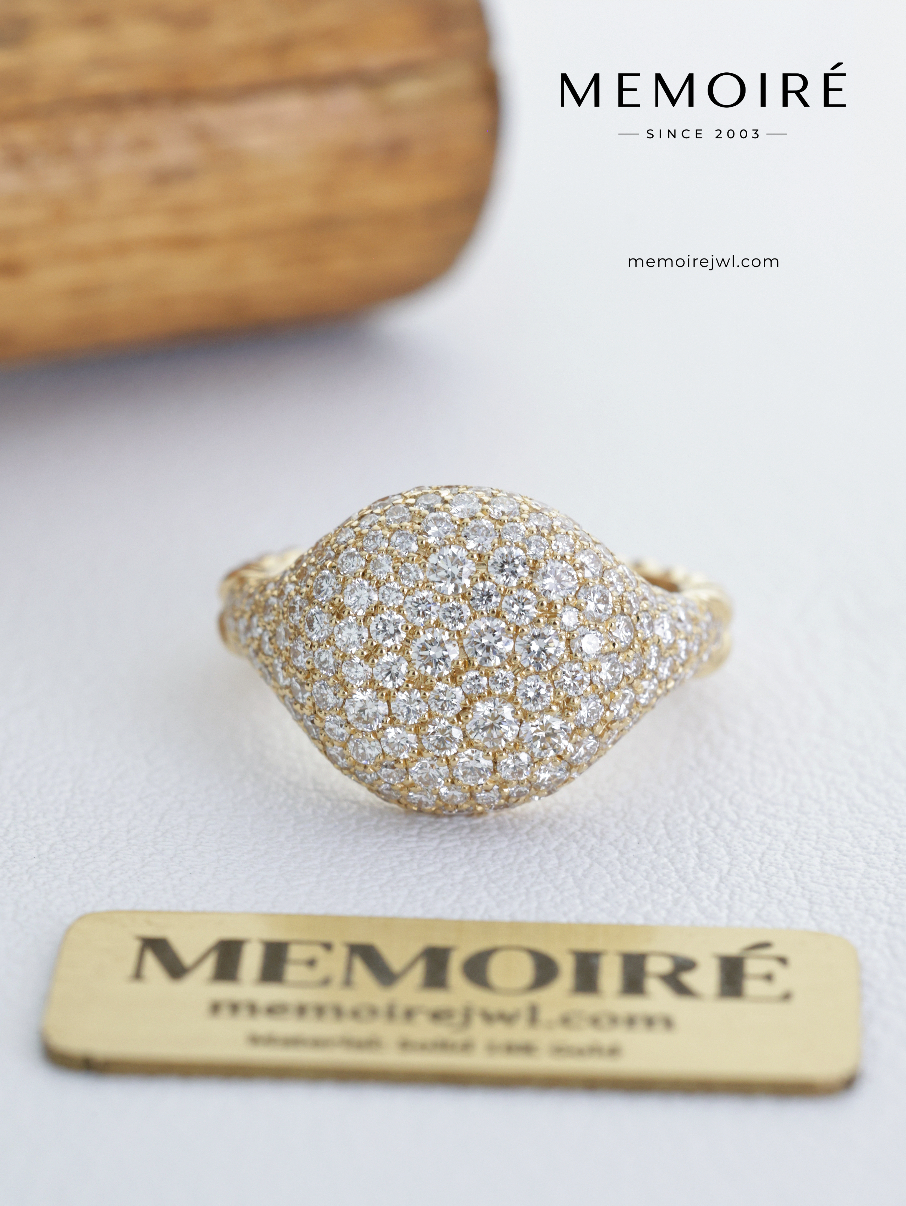 MEMOIRÉ 18K Yellow Gold Diamond Solitaire Statement Ring
