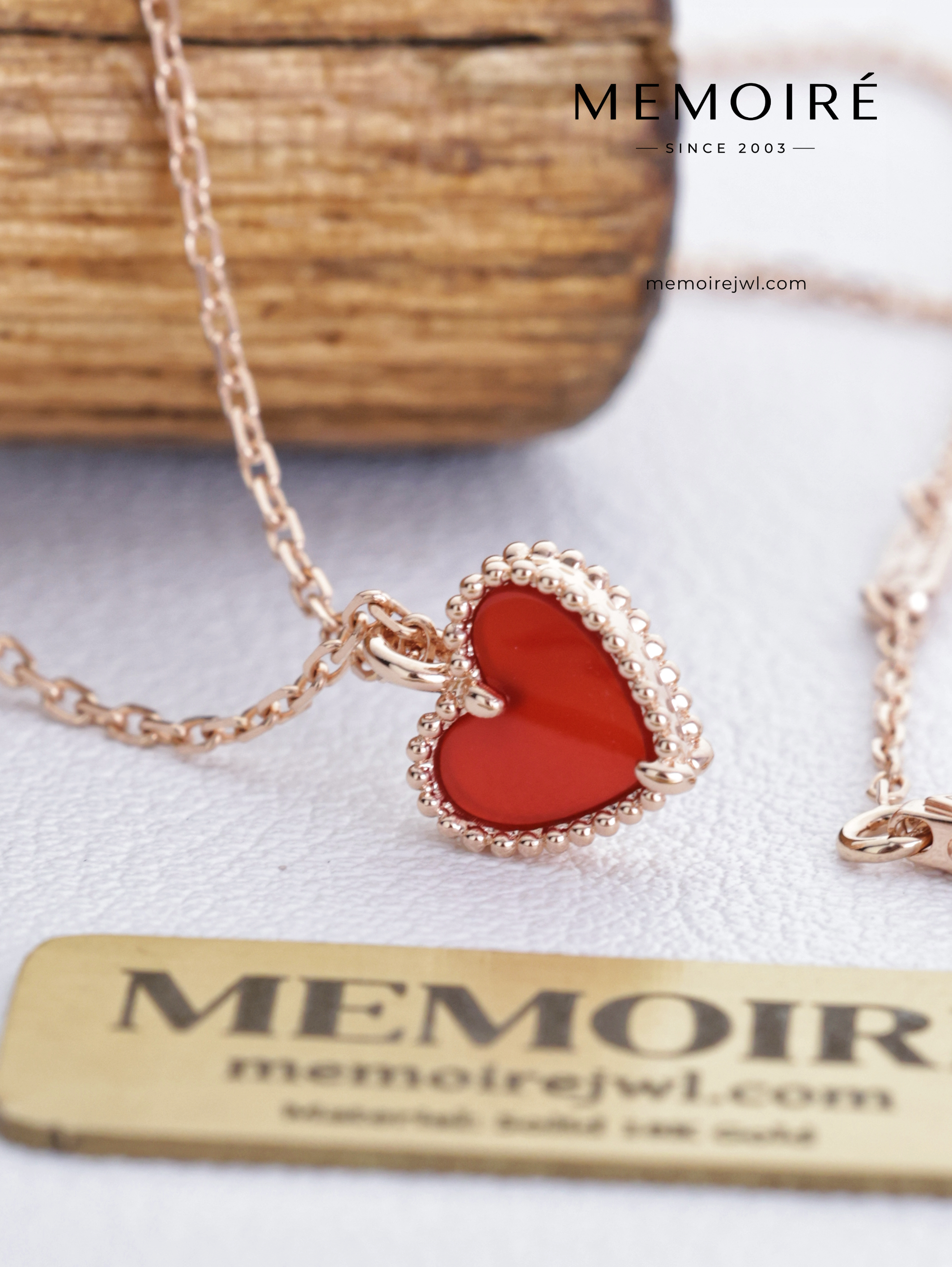 MEMOIRÉ 18K Rose Gold Carnelian Heart Pendant Necklace