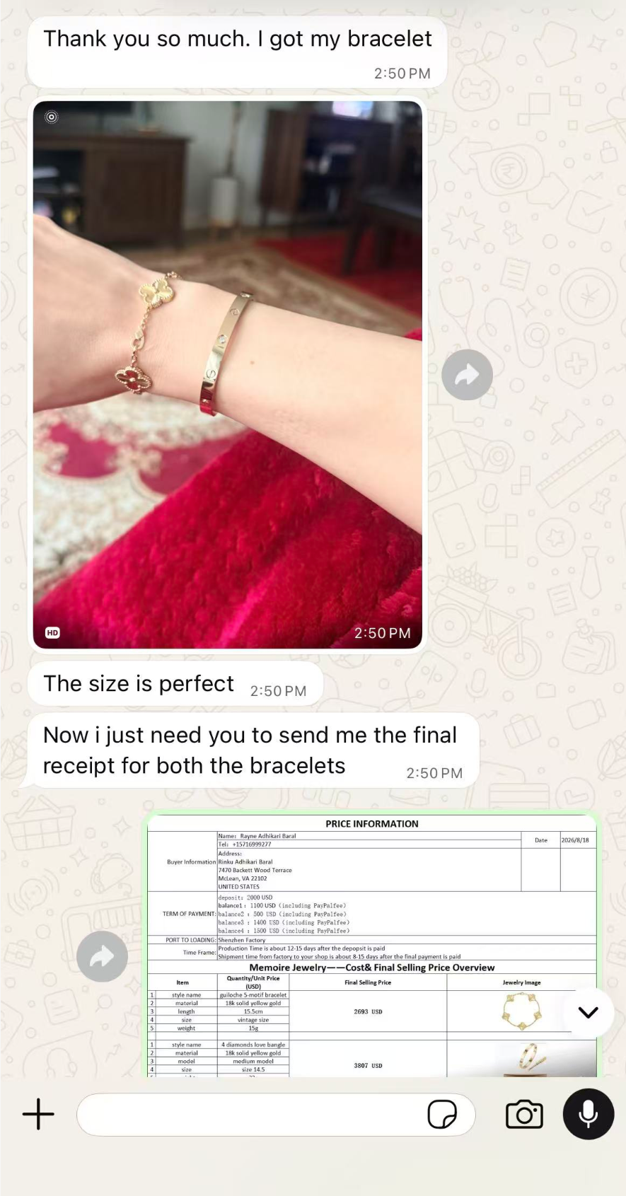 Customer review screenshot from MJ